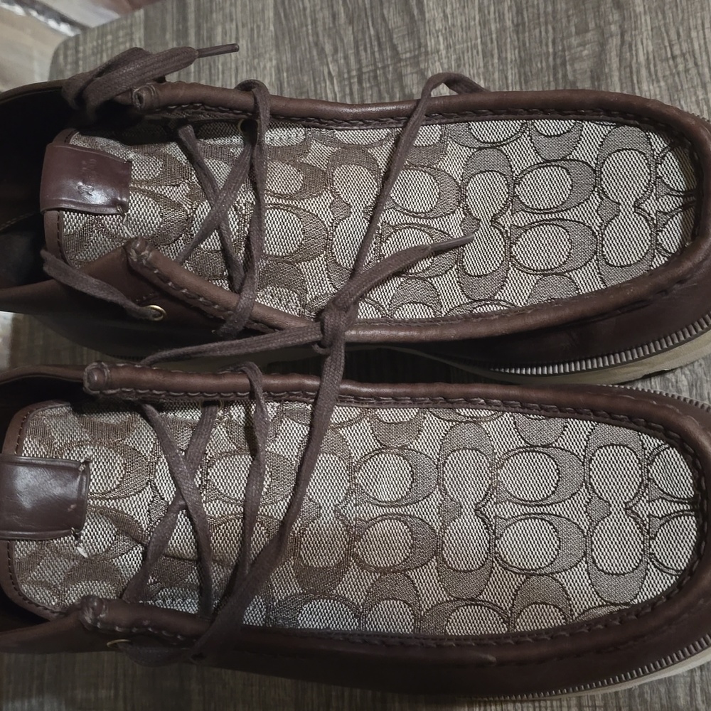 Men Coach Signature Jacquard Brown and Cream Patterned Boots #3 - Picture 2 of 5